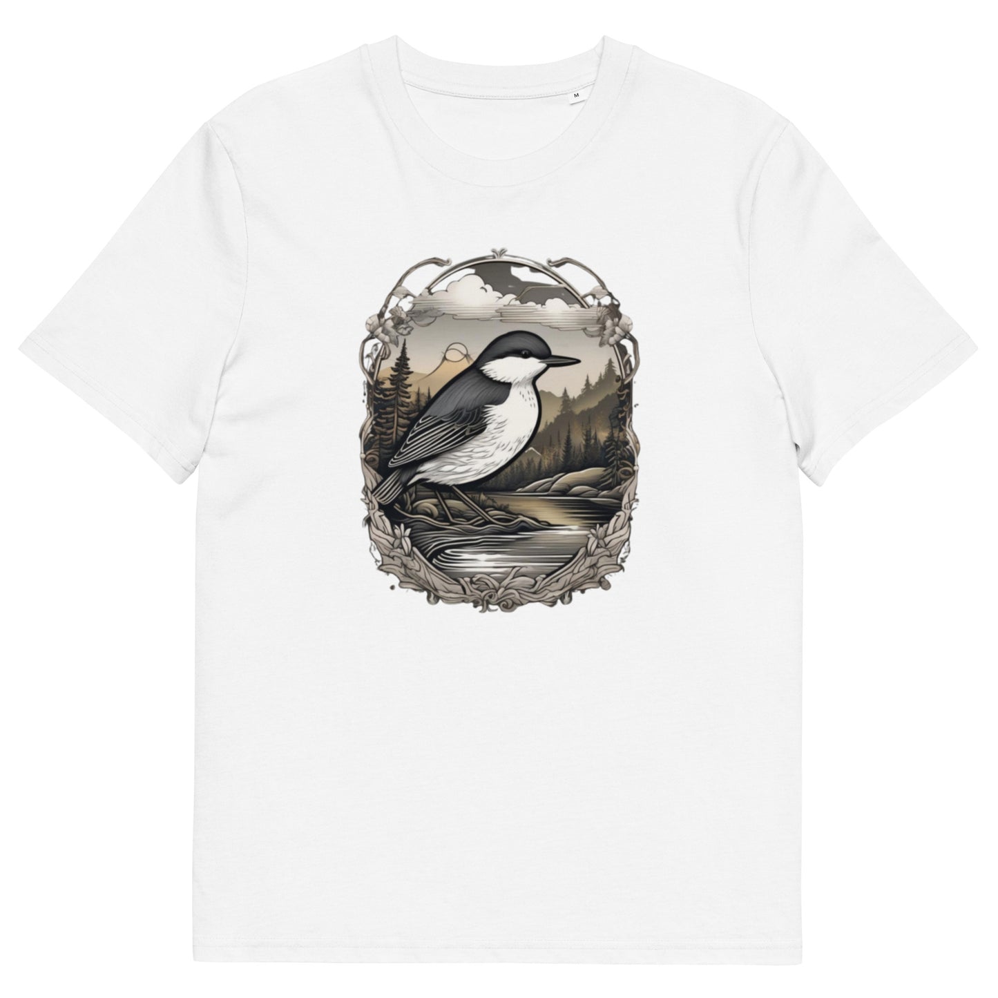 White throat Dipper design - Unisex fitted cotton T-Shirt