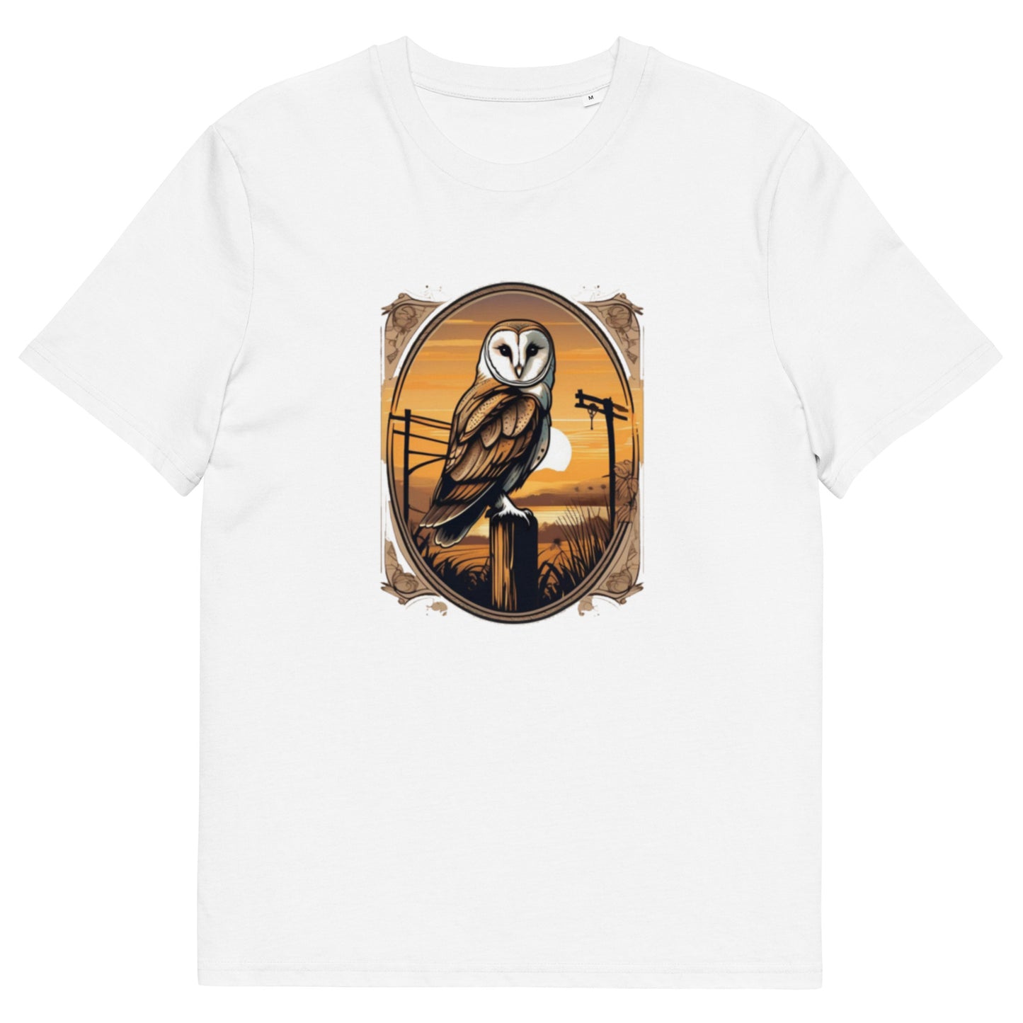 Barn Owl at sunset design - Unisex fitted cotton T-Shirt