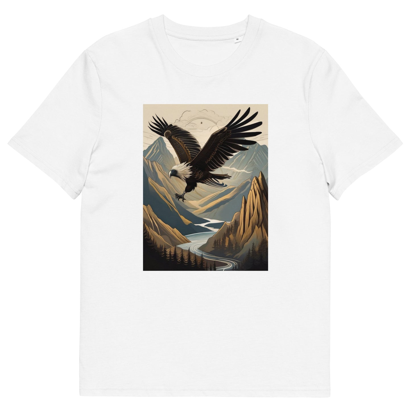 Vulture over the mountains design - Unisex fitted cotton T-Shirt